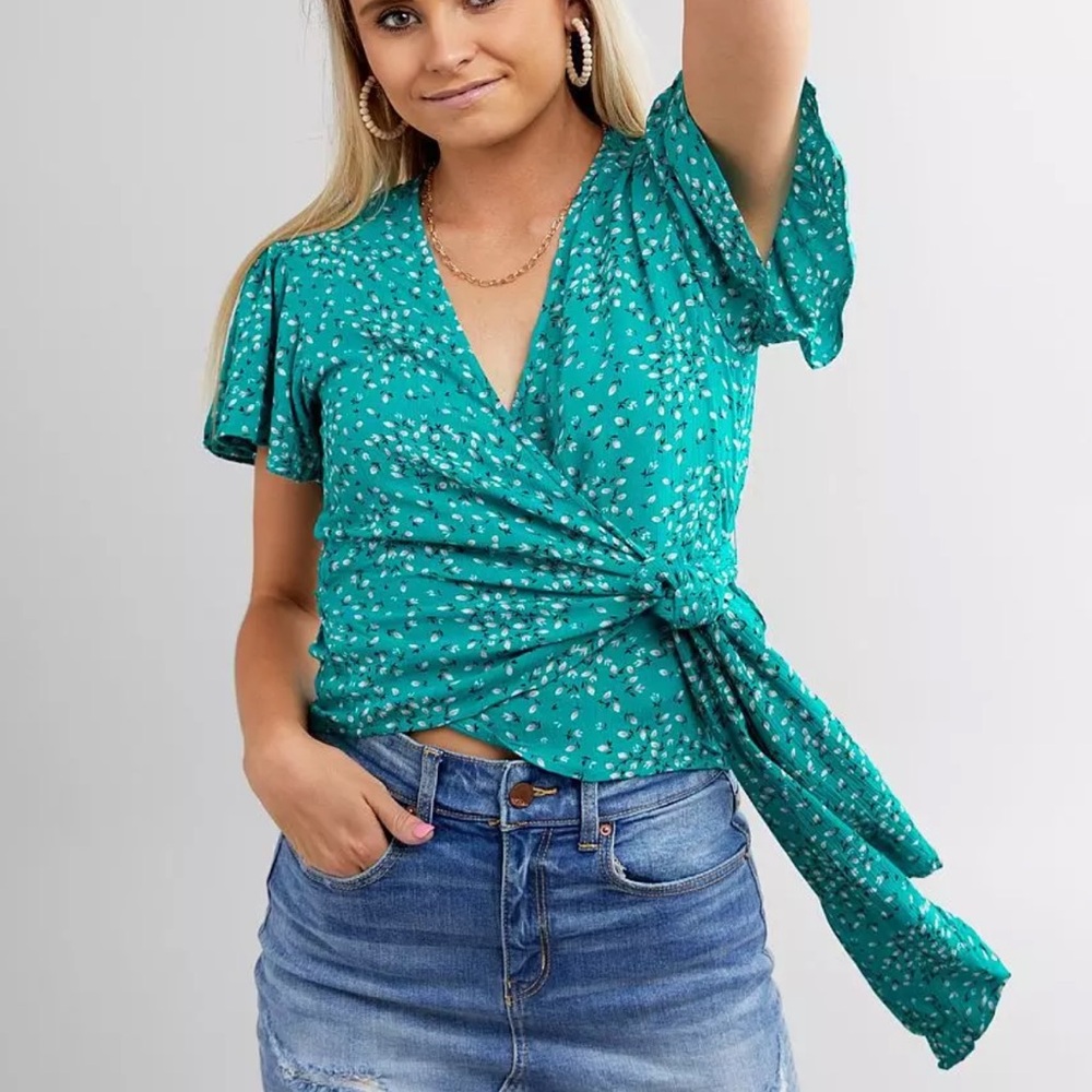 Billabong Wild Gaze Wrap‎ Top Seagreen Size small